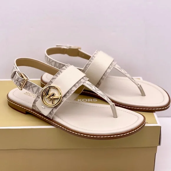 Michael Kors Women's White and Gold Sandals - Picture 1 of 9